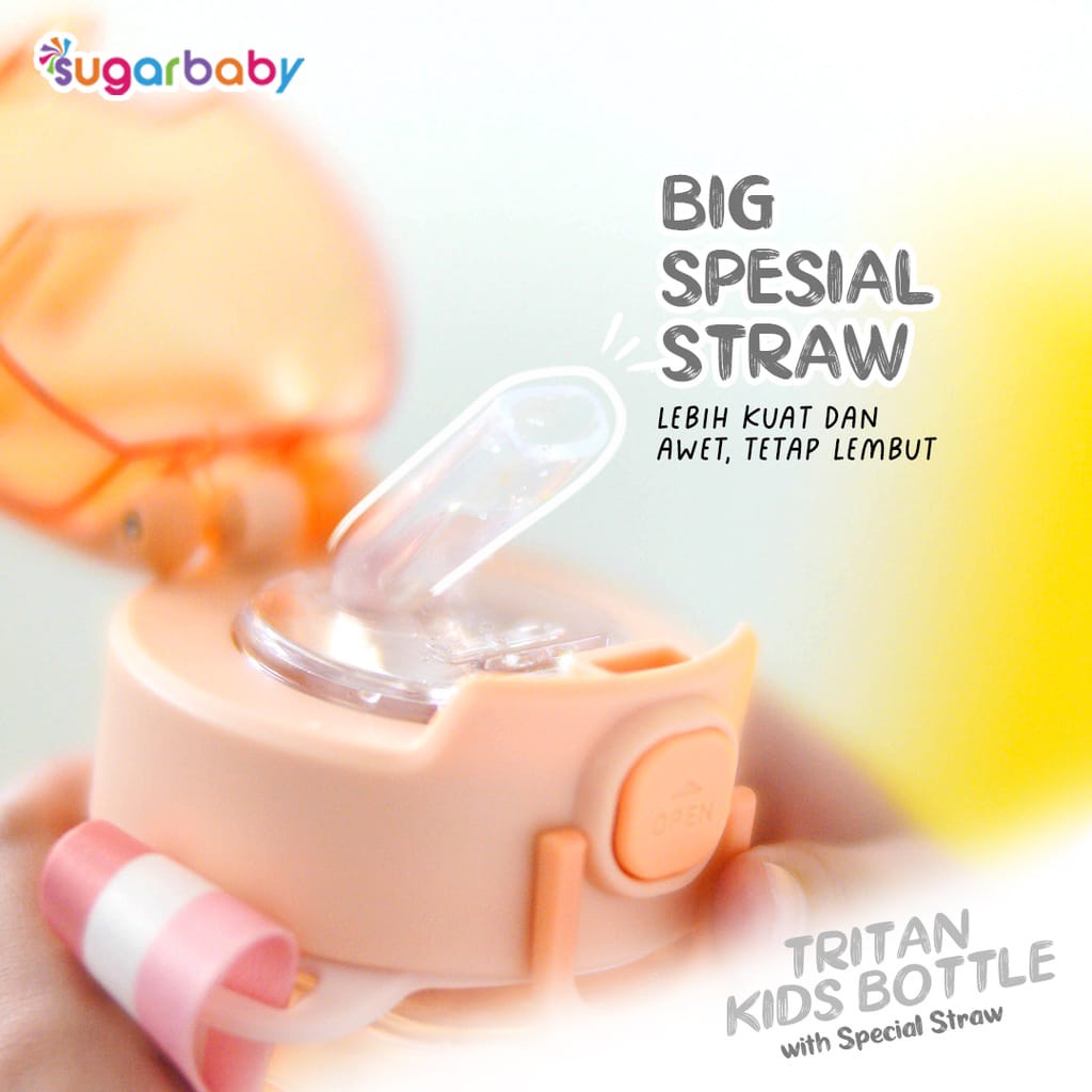 Sugar Baby Tritan Kids Bottle (400ml) with Spesial Straw / Botol Minum Anak