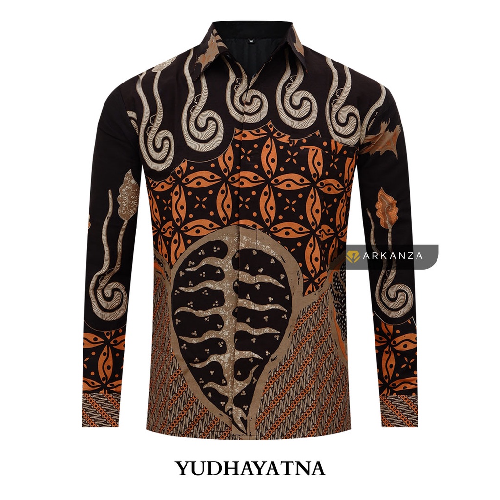 BATIK ARKANZA Motif YUDHAYATNA Hem Atasan Kemeja Baju Batik Pria Cowok Laki Laki Slimfit Full Lapis Furing Lengan Panjang Lengan Pendek Original Asli