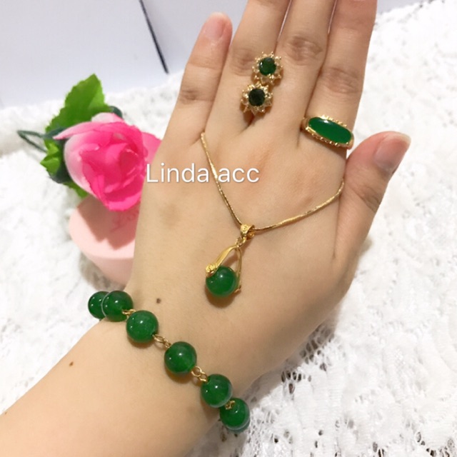 set permata giok gelang rantai giok asli