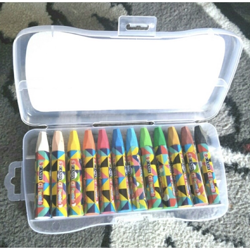 CRAYON 12 WARNA CANDY MURAH / OIL PASTELS 12 COLORS TOXIC FREE / KRAYON MEWARNAI ANAK BEBAS RACUN