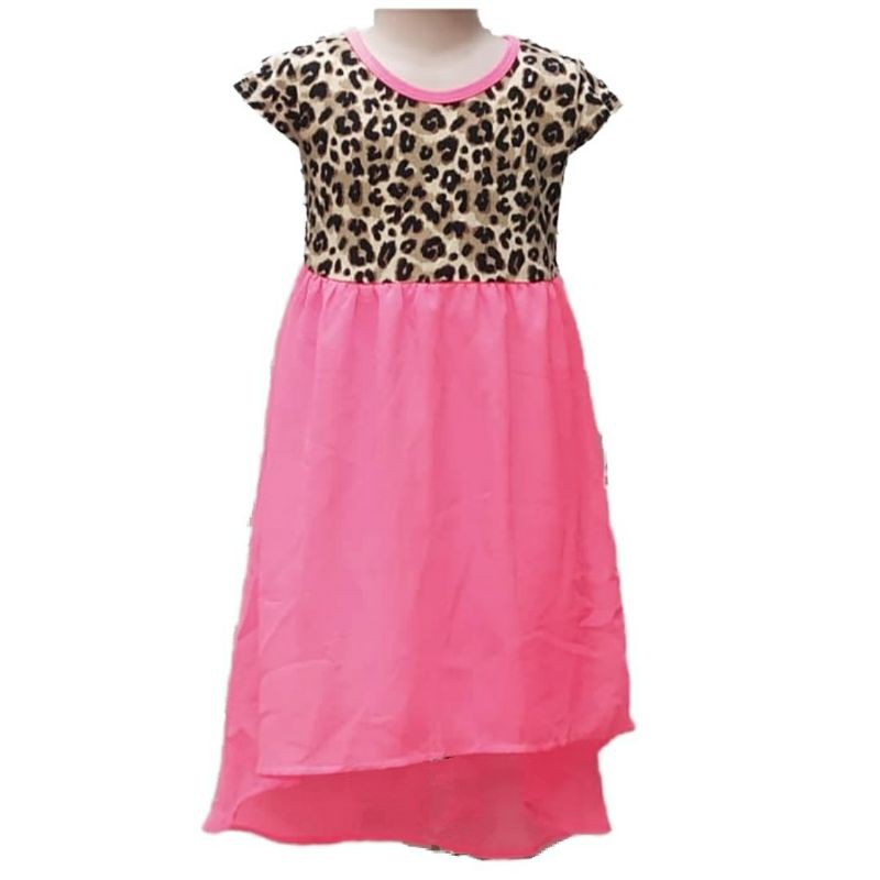 Dress anak lengan pendek rok panjang Faded Glory leopard sz.4-5y, 6-6x