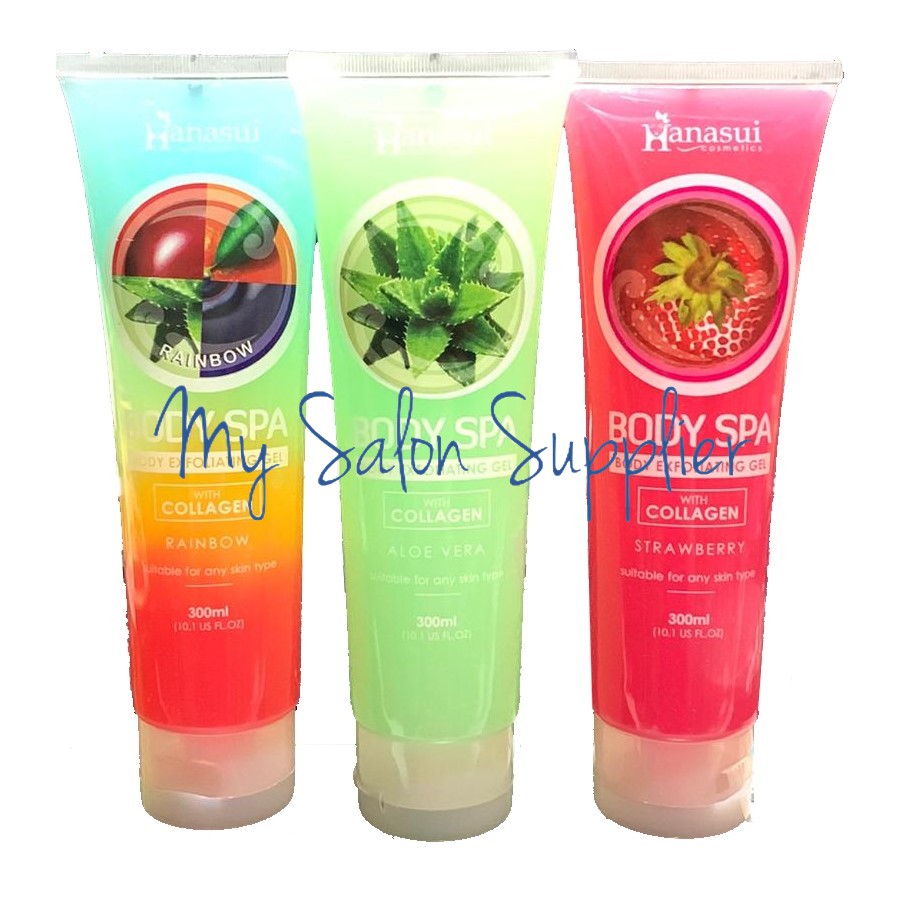 Hanasui Body Spa Body Exfoliating Gel with Collagen 300ml Rainbow / Aloe Vera / Strawberry