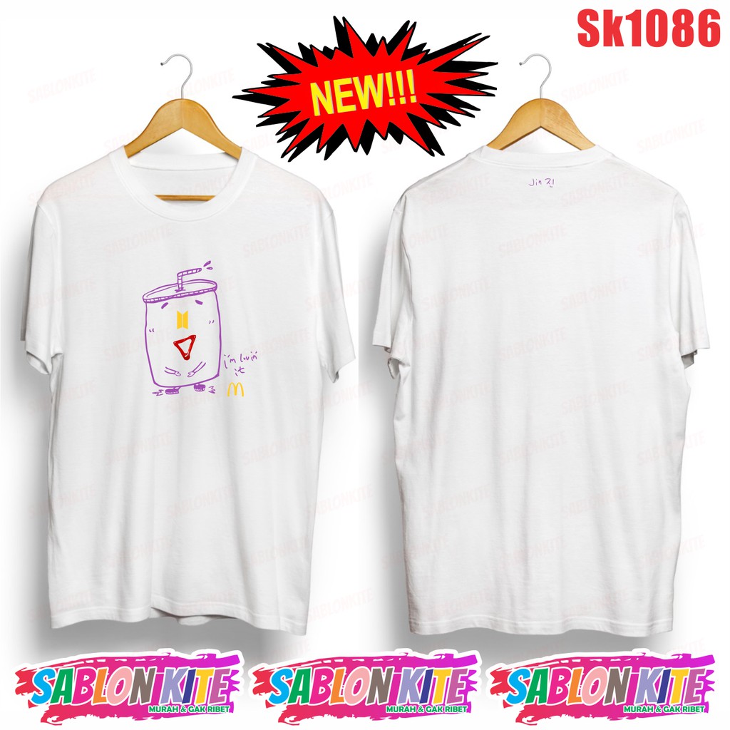 Gratis fotocard KAOS KPOP KARAKTER Live taehyung SK1086 IM LOVIN IT FG SG JK V RM PER MEMBER UNISEX COMBED 30S