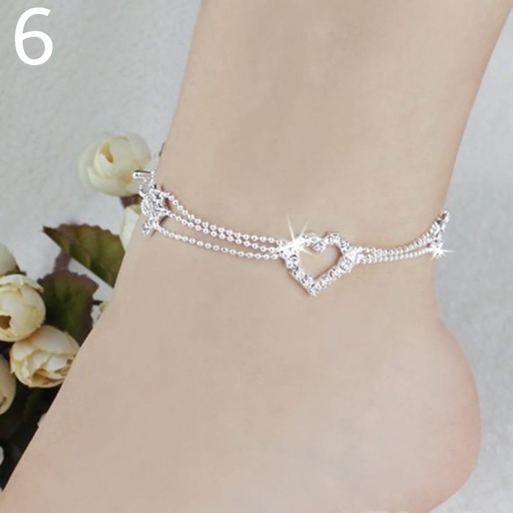 Gelang Kaki Rantai Lapis Silver Desain Bintang kecil Silver Anklet