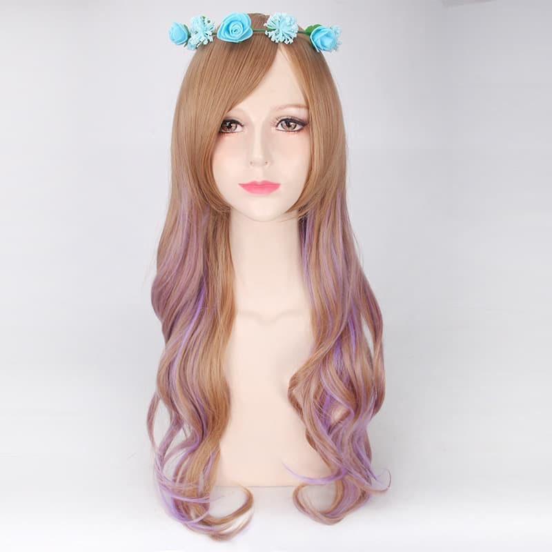 LOL-32 wig rambut palsu lolita cosplay harajuku daily two tone curly