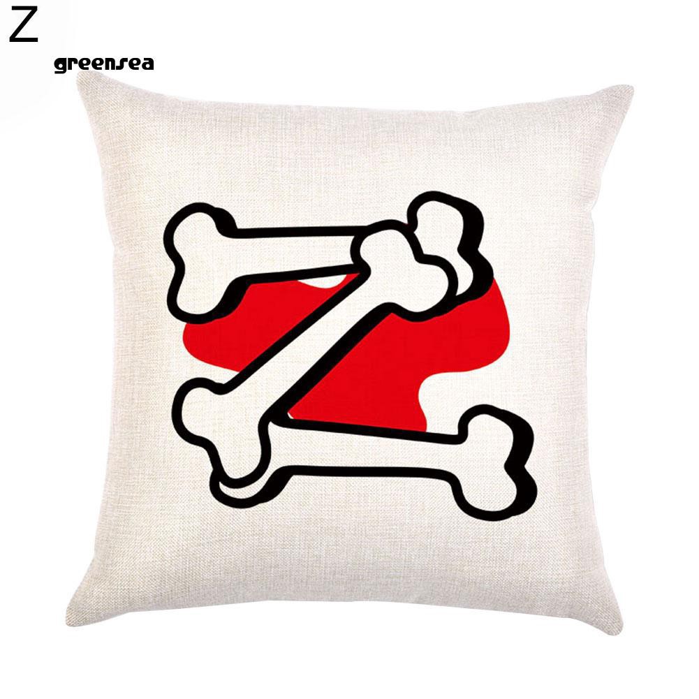 Greensea English Alphabet Bone Happy Halloween Linen Pillow Case