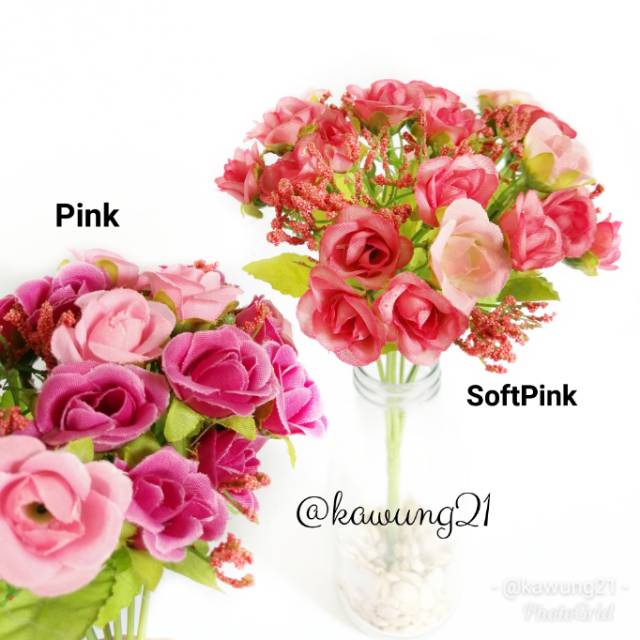 Bunga Mawar Kecil Artifisial Tanaman Hias Plastik Rose Flower AF10