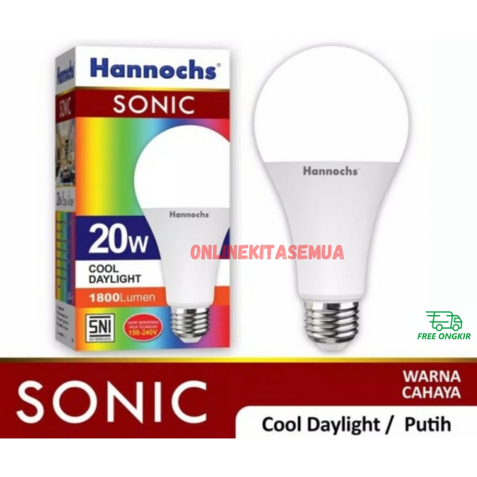 Lampu Bohlam Led Bulb HANNOCHS SONIC SNI Putih 6500K