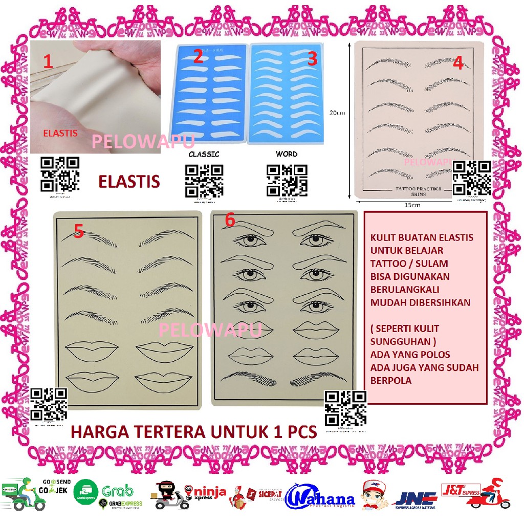 KULIT SKIN SINTETIS UNTUK BELAJAR MEMBUAT TATO TATTOO PRACTICE SULAM BIBIR DAN ALIS