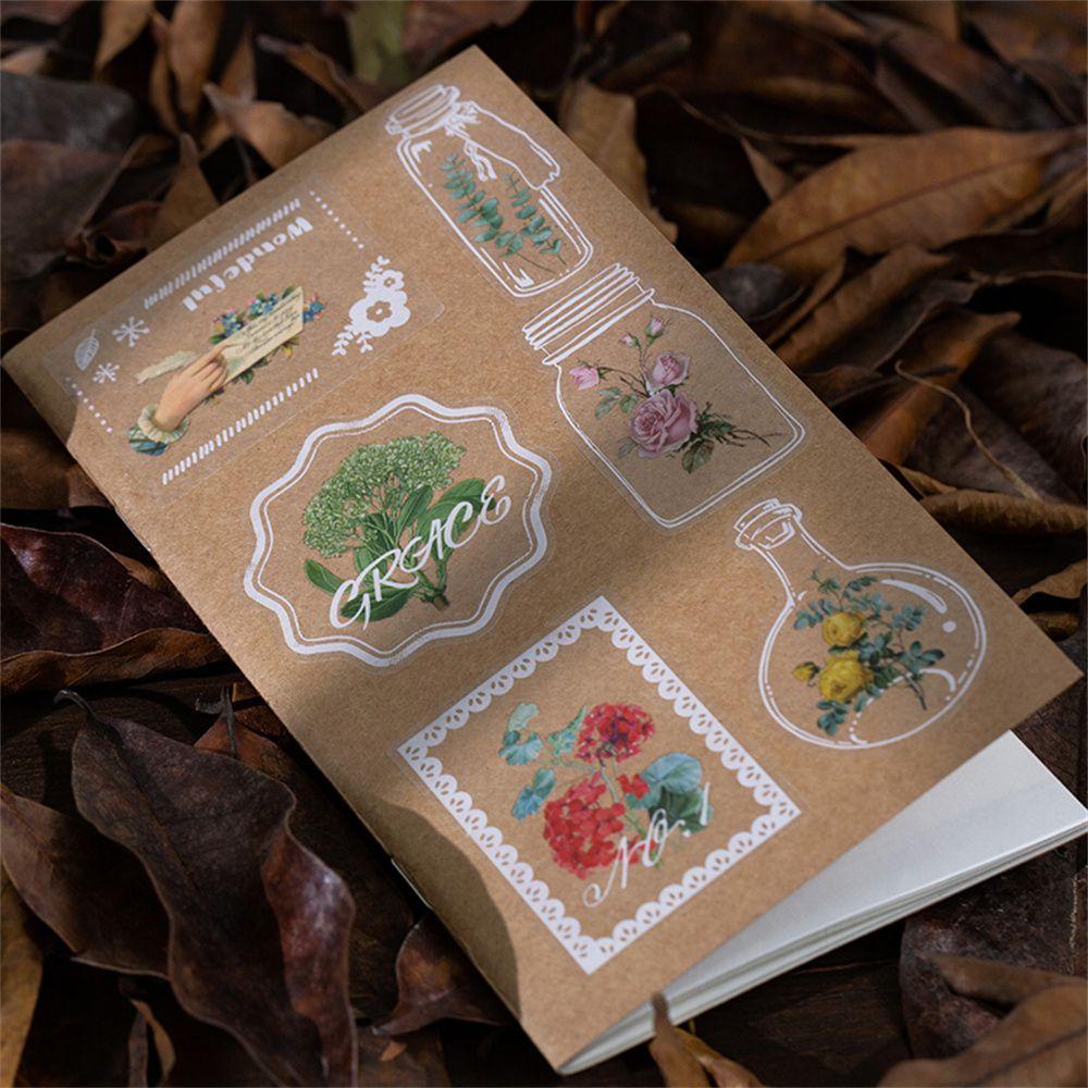 R-flower 60pcs Stiker DIY Craft Label Nature Messenger Alat Tulis Diary Stiker PET