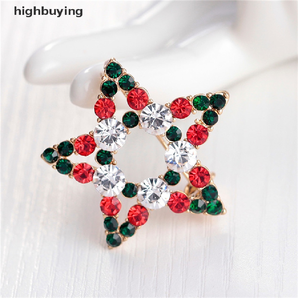 Hbid 1pc Bros Pin Desain Bintang Natal Hias Kristal Berlian Imitasi Untuk Hadiah
