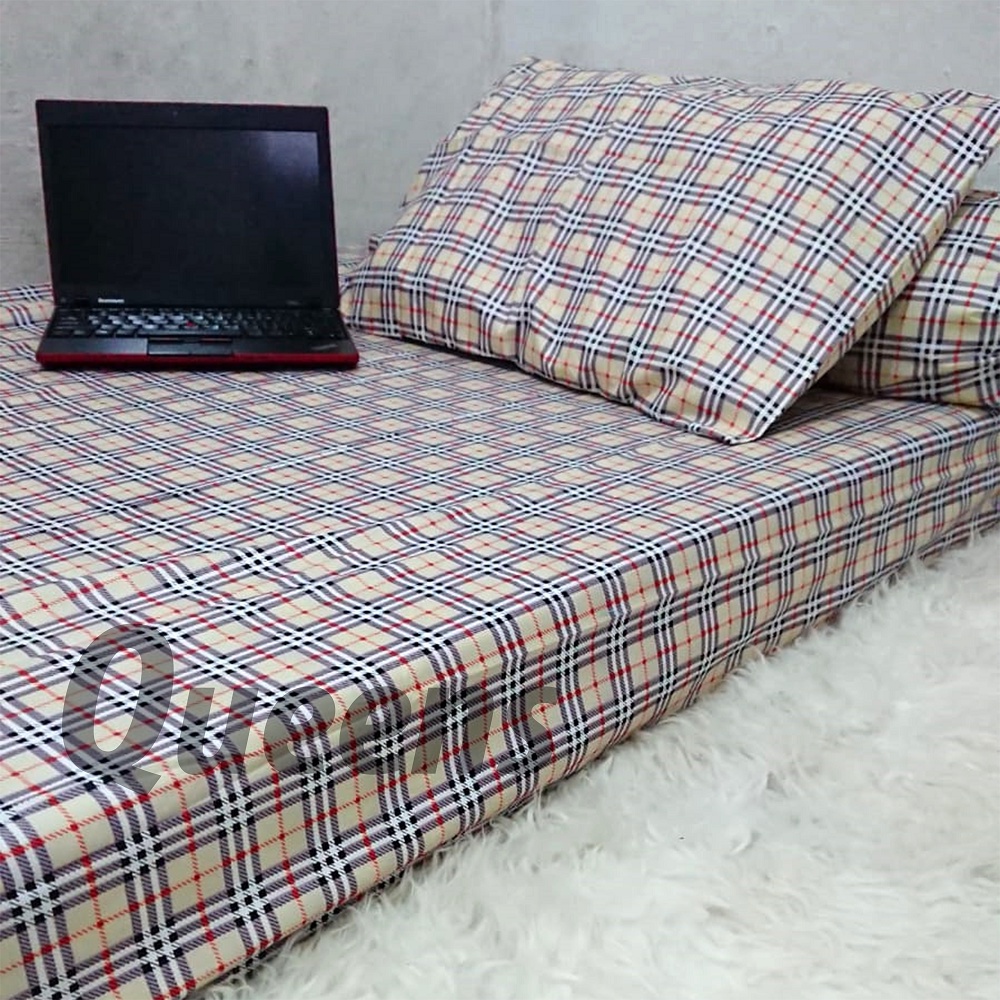 Sprei 120x200x20 motif kotak aesthetic korea kekinian murah bekualitas seprai kotak korea series