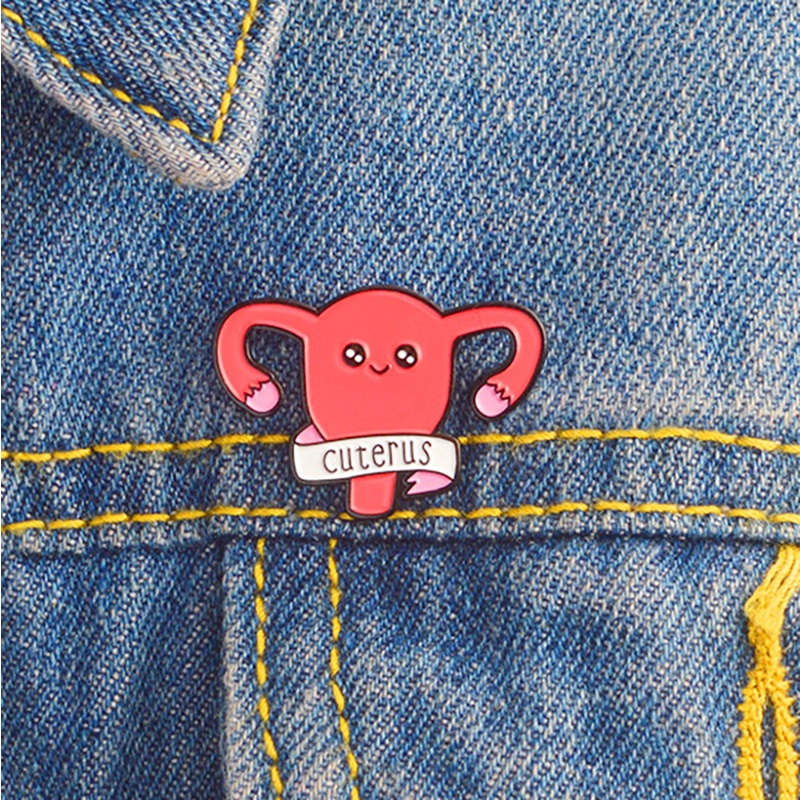 Bros Pin Enamel Bentuk Kartun Uterus Power Untuk Wanita