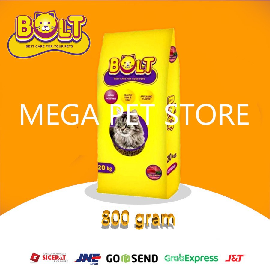 Makanan Kucing Bolt - Catfood Bolt Repack Kualitas terbaik rasa tuna bentuk ikan dan donat 800 gr