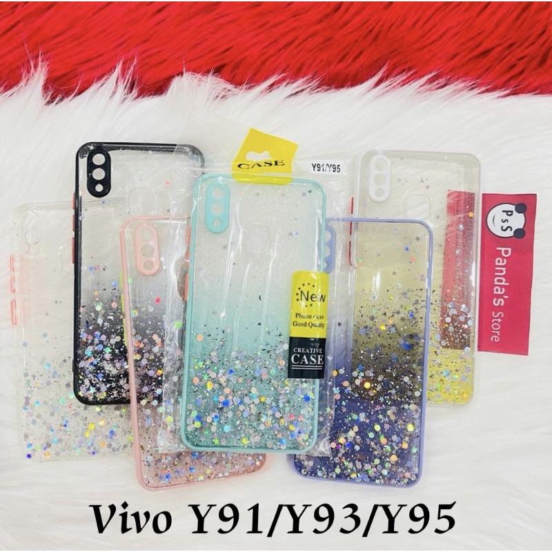 Glitter Case Vivo Y91 / Y93 / Y95 Funny Color Dengan Pelindung Kamera (PsS)