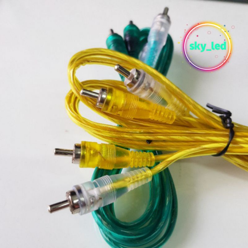 Kabel 2 RCA To Jack Mini Stereo Transparan Kabel Aux 2 in 1 Audio 1.5Meter Kabel Audio Hp Ke Speaker