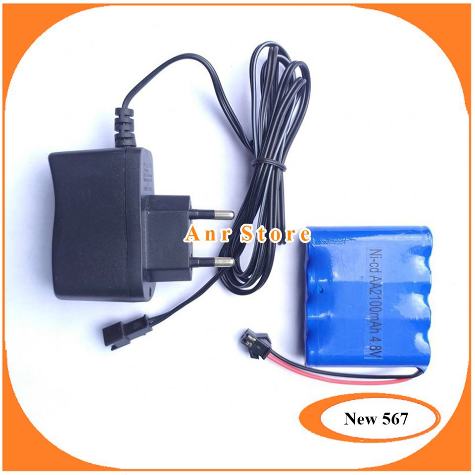 Paket Baterai RC Dan Charger Socket Ni-cd AA 2100mAh 4.8V