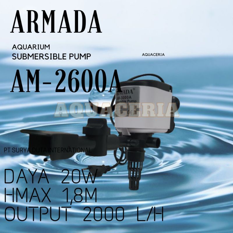 Mesin Pompa Celup Aquarium ARMADA AM 2600 A Powerhead aquarium 80cm - 1,2M