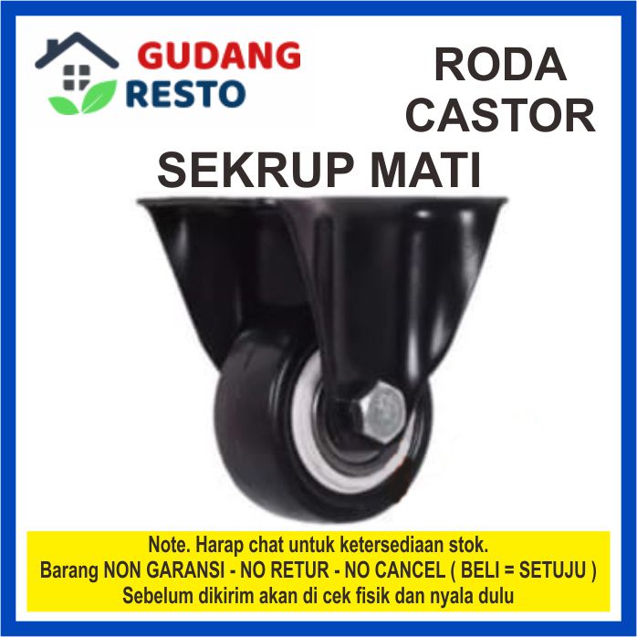 RODA CASTER HITAM HIDUP / MATI REM / NO REM / CASTOR / CASTER / KASTOR / KASTER / TROLLEY KARET 2&quot; TROLI GELEDEKAN KERETA DORONG