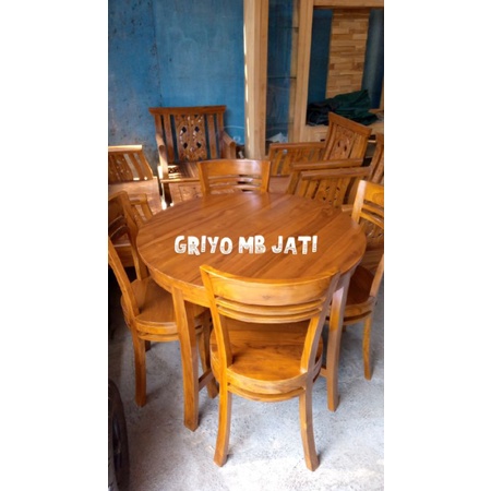 meja makan jati 4 kursi/meja makan cantik bundar 4 kursi
