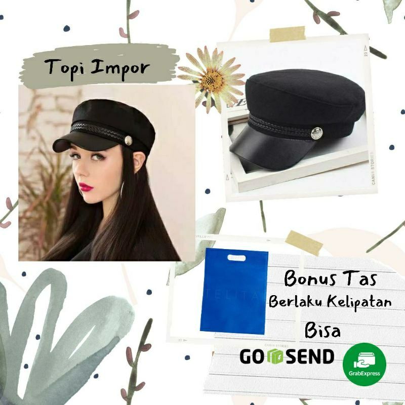 Topi Cewek Kekinian Korea Police Oktagonal