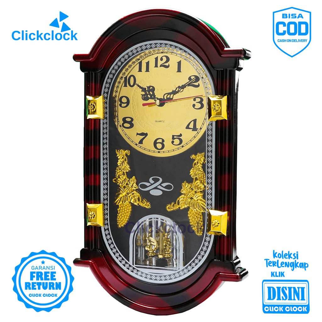 Jam Dinding Bell Minimalis Maroon Nikko NK-142 Besar Hiasan Kamar Unik