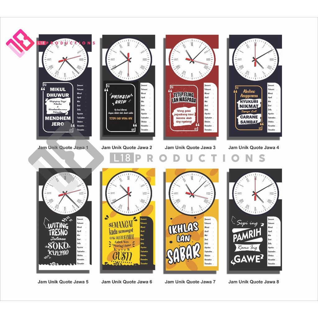 Jam Dinding Hiasan Pajangan Dekorasi Wall Decor Quote Jawa 27X15 Cm  Kamar Vintage Ruang Rumah