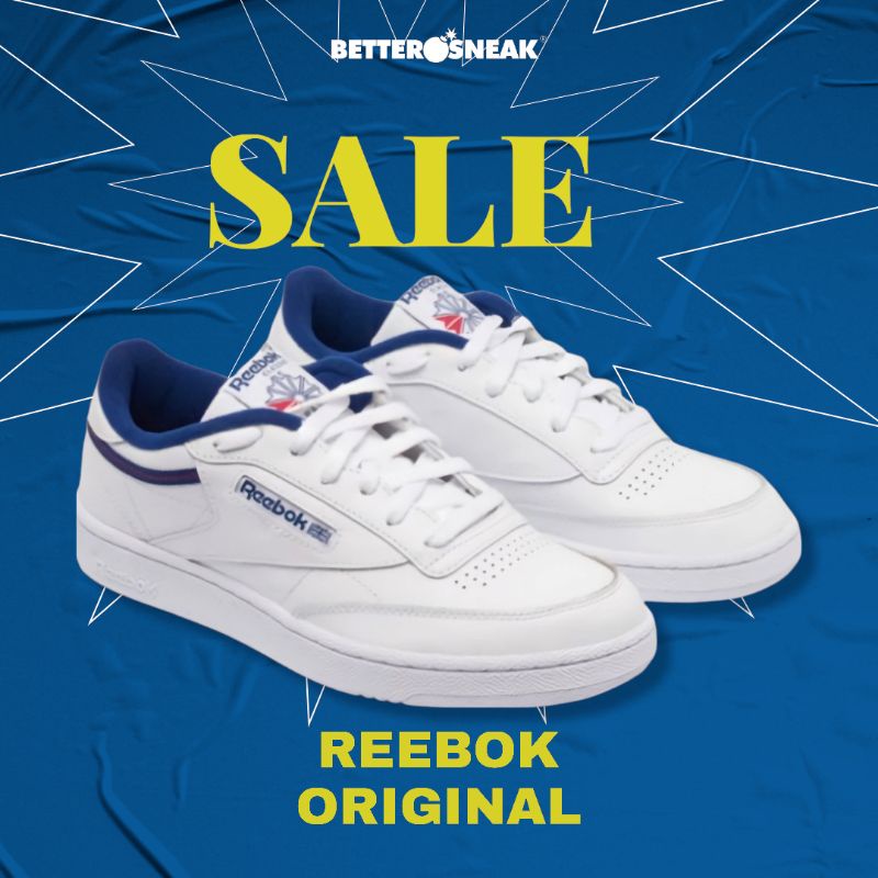 Reebok Club C 85 Classic White / Blue Original Resmi