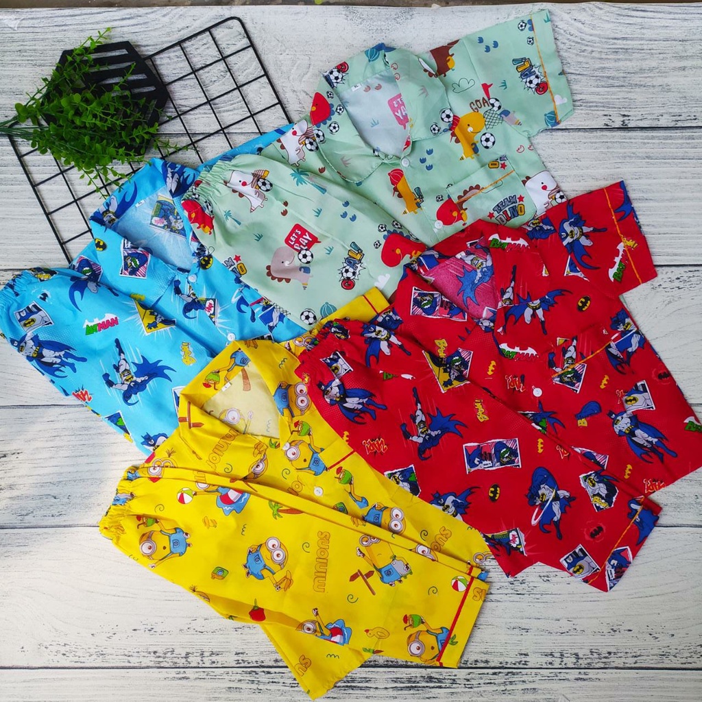 Piyama Anak Dewasa Usia 8-12 Tahun Baju TIdur Anak Perempuan Laki-laki Motif Karakter Lucu