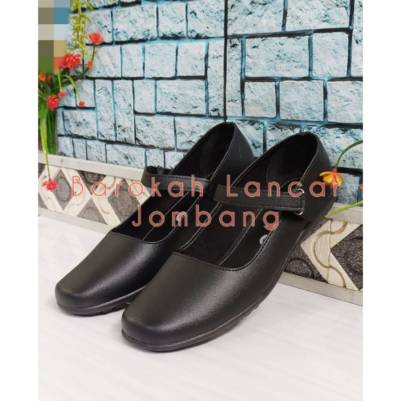 Sepatu Pantofel Wanita Flat Hitam Polos Formal Guru Sekolah Kantor Kerja size 37-41 PB 02 TREPES