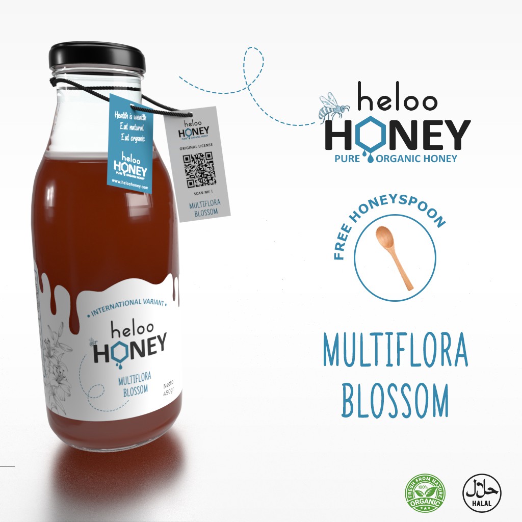 

Madu Murni Organik Heloo Raw Honey 450g Multiflora 100% Pure Natural Organic Asli Minuman Alami