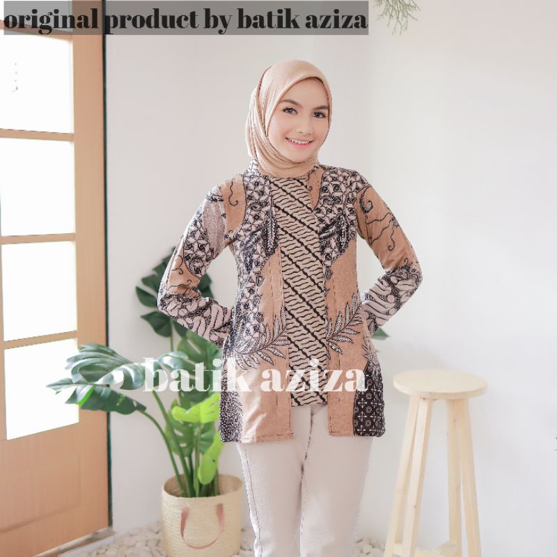 atasan batik wanita lengan panjang motif sekar jagad by batik aziza