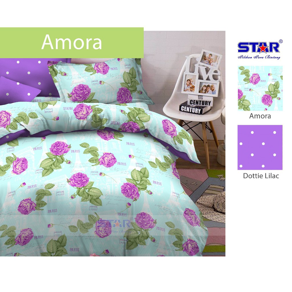 Sprei STAR Deluxe Katun Lokal Amora (Bedcover | Bantal | Selimut | Matras)