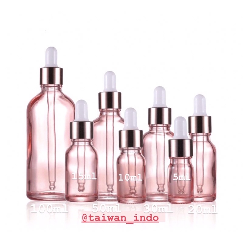 Botol Pipet Kaca Rose Gold Pink TEBAL 5ml 10ml 20ml 30ml 50ml 100ml Botol Serum