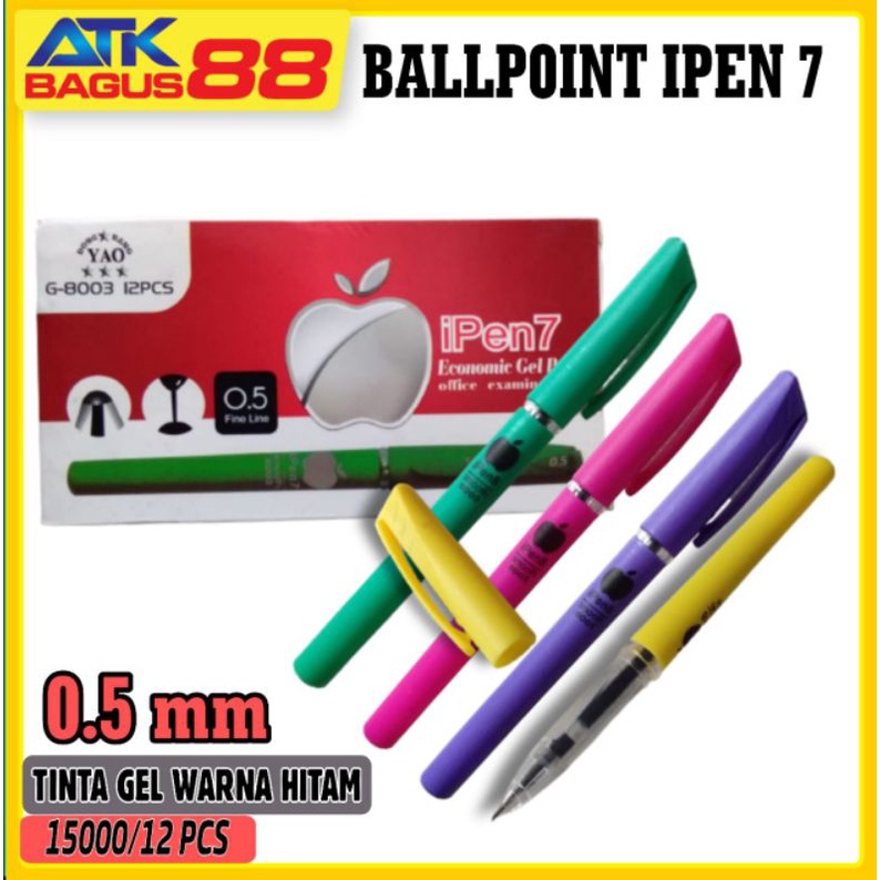 12pcs PULPEN GEL IPEN 7/pulpen logo apel/pulpen gell