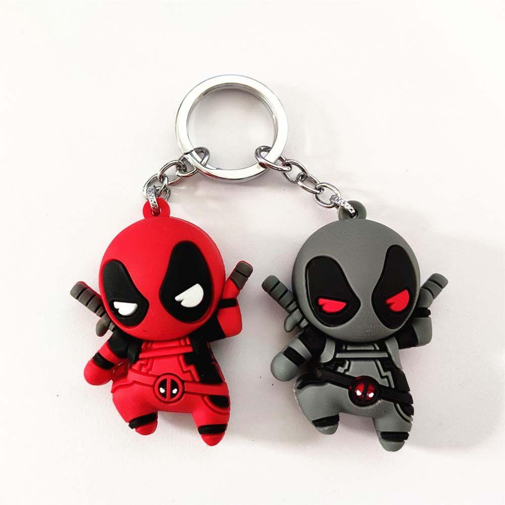 AUGUSTINA Deadpool Gantungan Kunci Deadpool Kartun Anak Hadiah Animasi Peripheral Anime Mainan Spider Man Action Figure Tree Man Key Ring