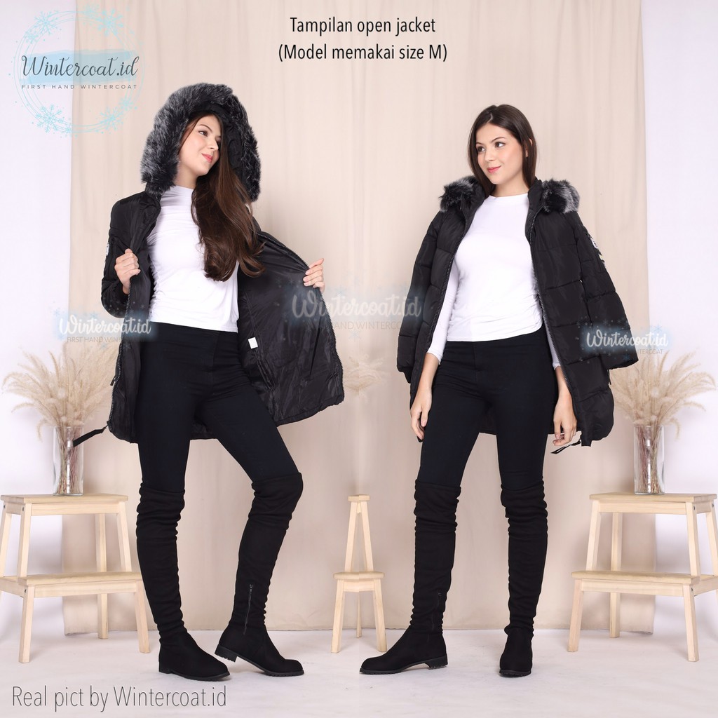 READY INDONESIA FIFI Winter coat wanita jaket mantel jumbo plus size cewek musim dingin women hitam