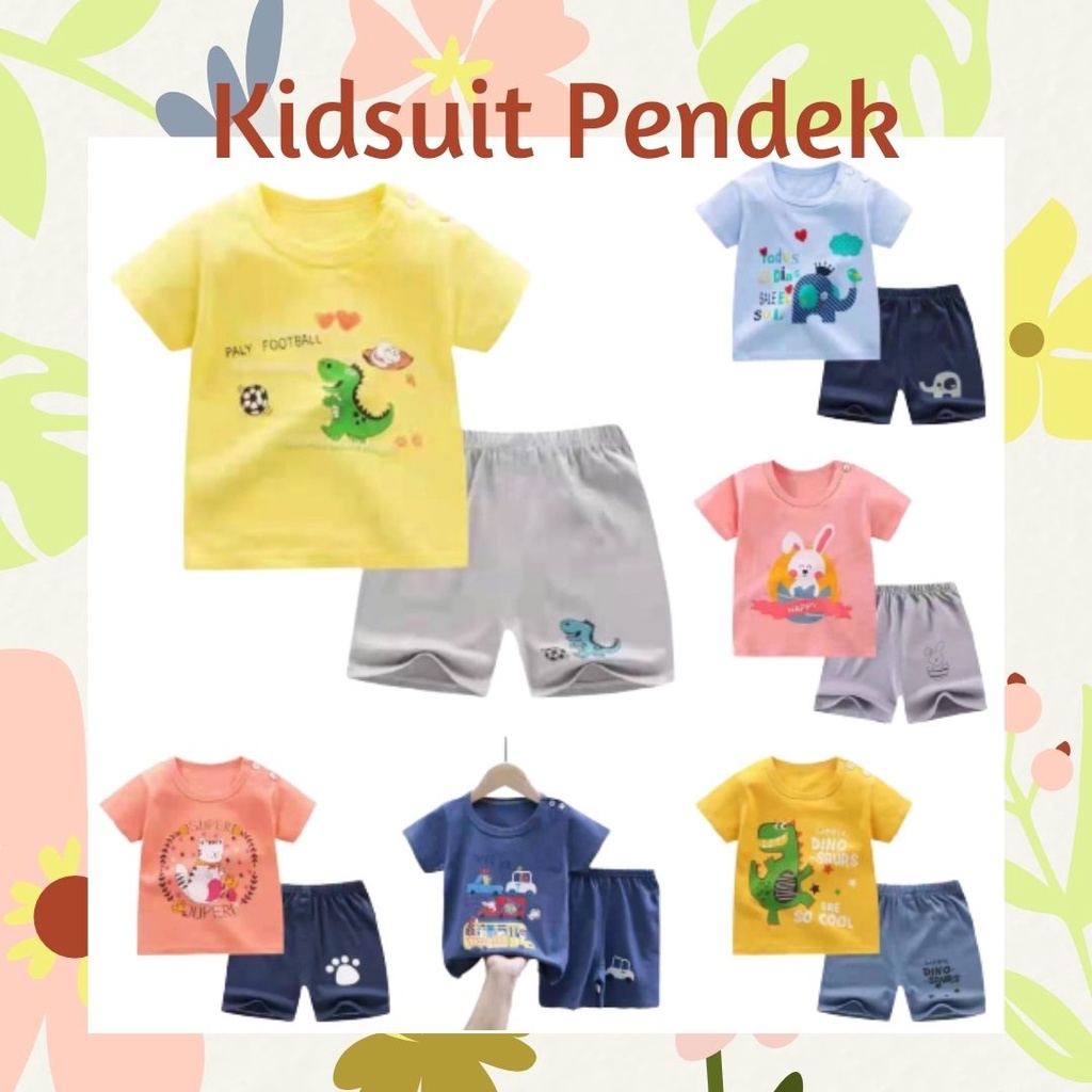 Plazababyku KIDS SUIT PENDEK H5 Setelan Anak Bahan Kaos Lengan + Celana Berkualitas Import ebv cowok NEW2