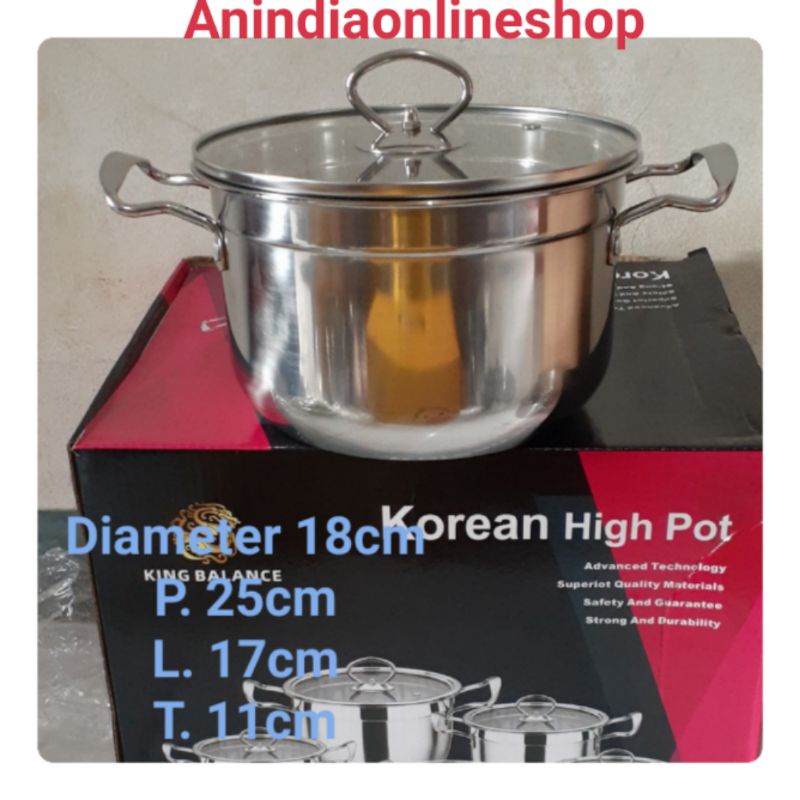 Panci sayur korean High pot 18cm/panci stainless steel