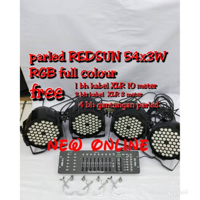 Paket 4 parled redsun full colour 54*3w RGB + mixer lighting DMX 512