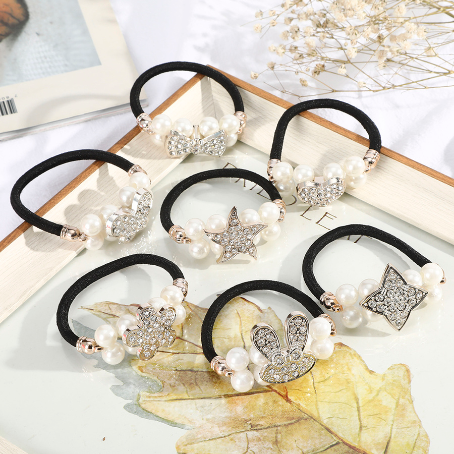 Korean Pearl Diamond Rubber Band Girls Scrunchies Ponytail Hair Rope Rhinestone Hair Accessories