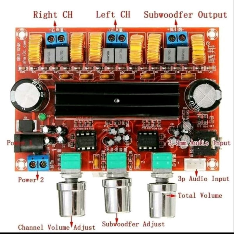 VERSI 2 ampli CLASS D TPA3116D2 stereo 80x80x100 watt subwoofer