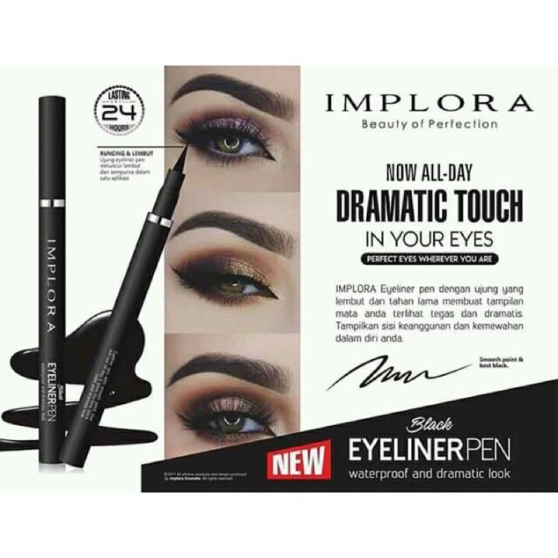 Implora Eyeliner Pen Waterproof  Black Original BPOM