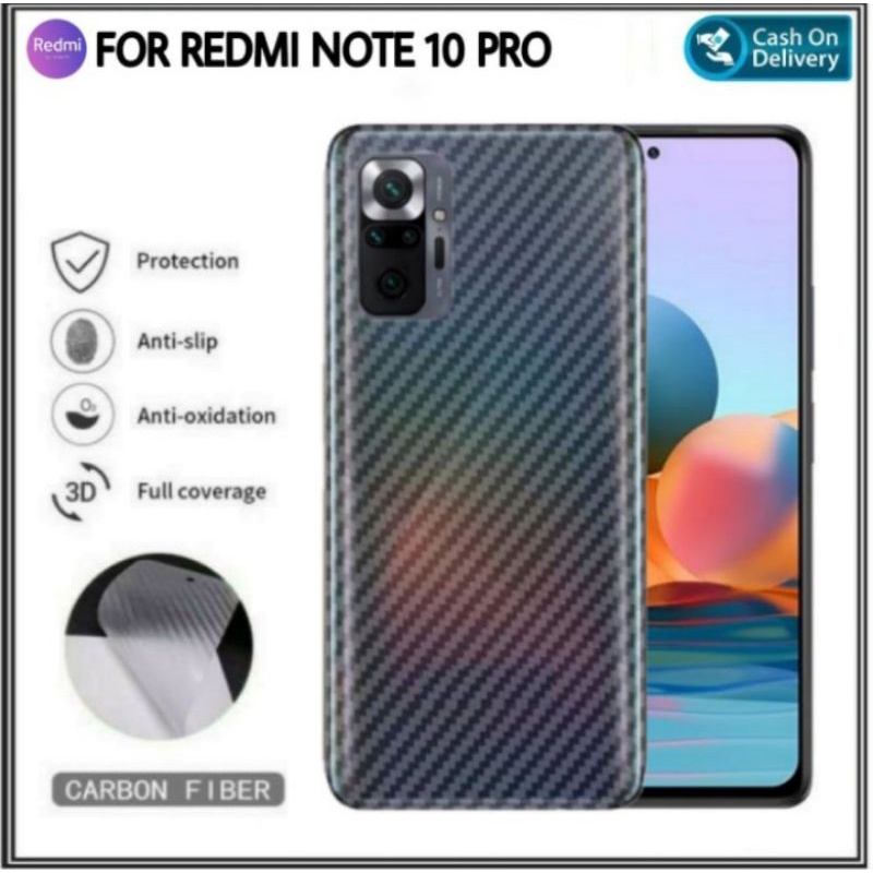 Mondi Store Graskin Carbon Xiaomi Redmi Note 10 Pro Skin Anti Gores Belakang Hp