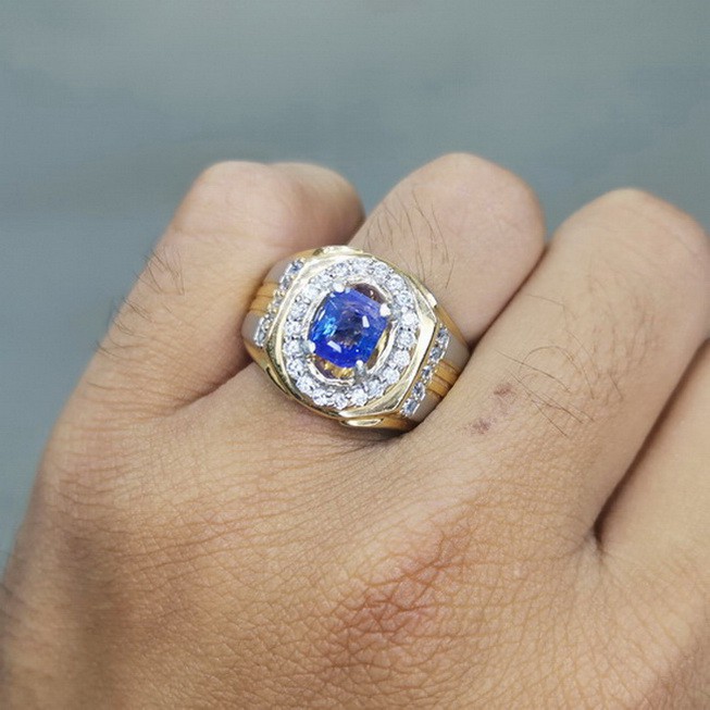 Cincin Batu Permata Biru Blue Safir Selon Bagus Asli