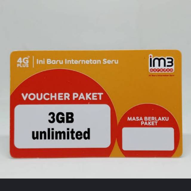 Voucher im3 3gb unlimited NASIONAL kode kirim via chat