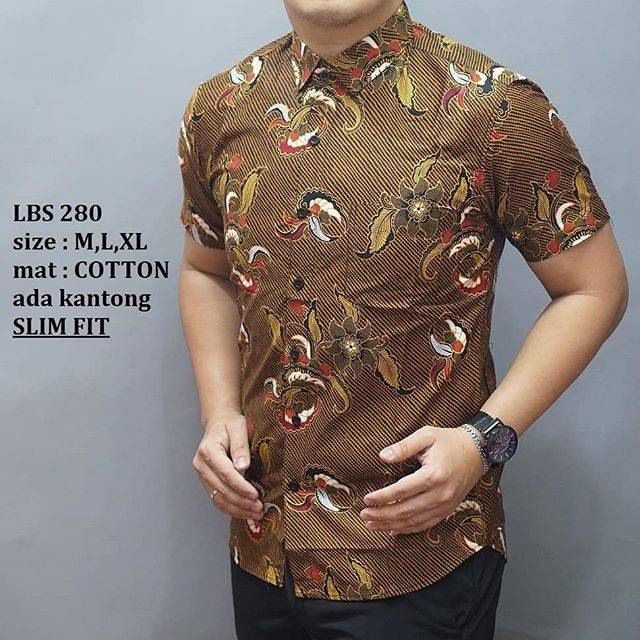 BAJU KEMEJA BATIK PRIA SLIM FIT LENGAN PENDEK LUIGI BATANI LBS280