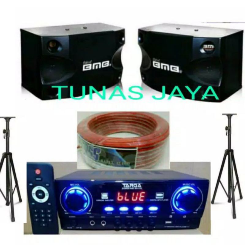 Paket speaker bmb plus ampli  plus stand kabel