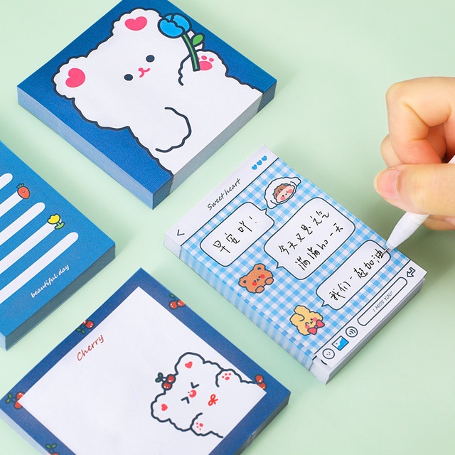 Cute Bear Sticky Note Notepad Dapat Merobek dan Menempel Stiker Pesan Kertas Catatan untuk Siswa