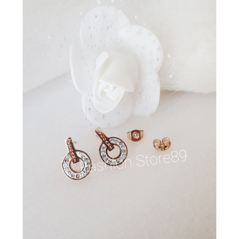 Anting import bestseller titanium premium branded BVgar1i titanium Rosegold